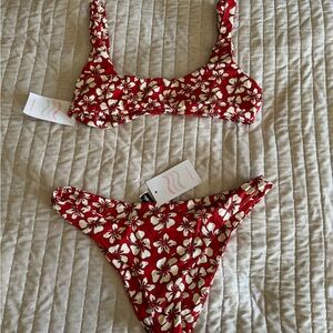 Dippin' Daisy's Red Floral Bikini Bottoms